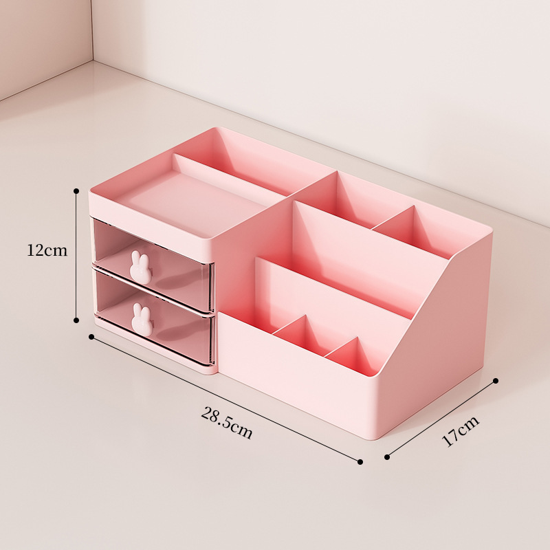 Sakura Pink [1 Pack] Ladder-type double-layer small drawer