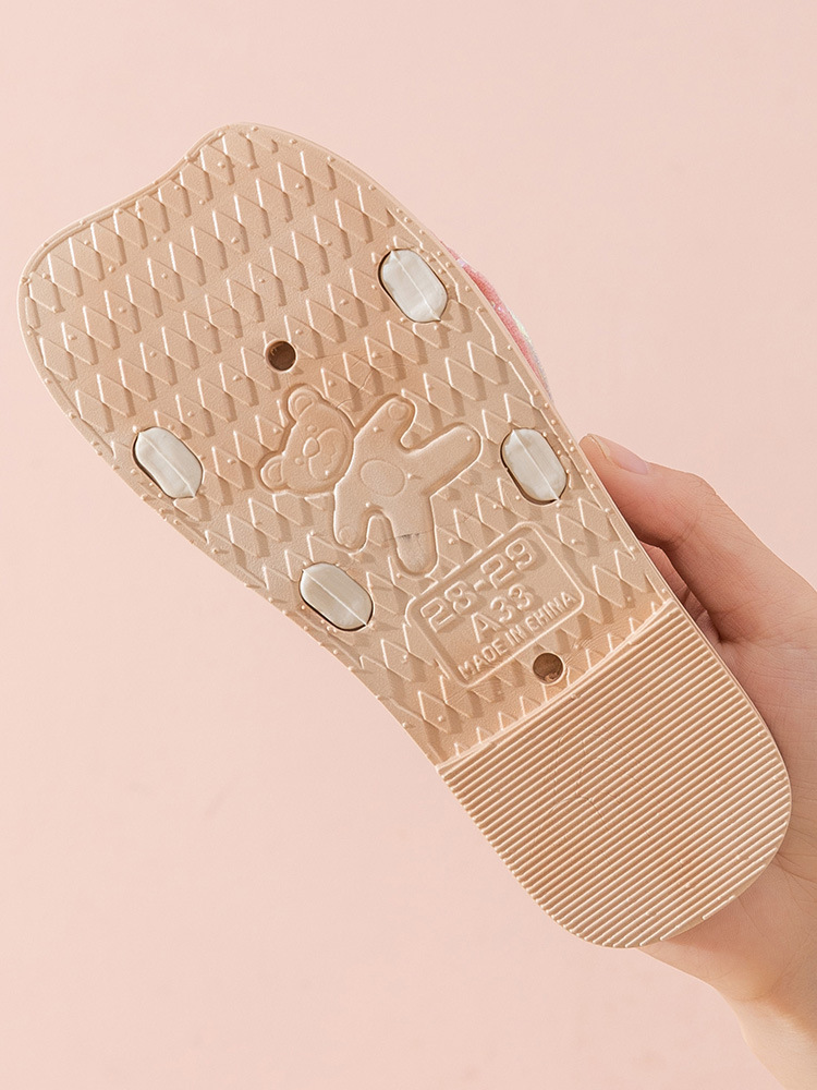 Nieuwe parelkleurige tweekleurige dubbellaagse fluwelen leren kinderslippers voor kinderen. Zoete en schattige meisjesslippers_voghion.com