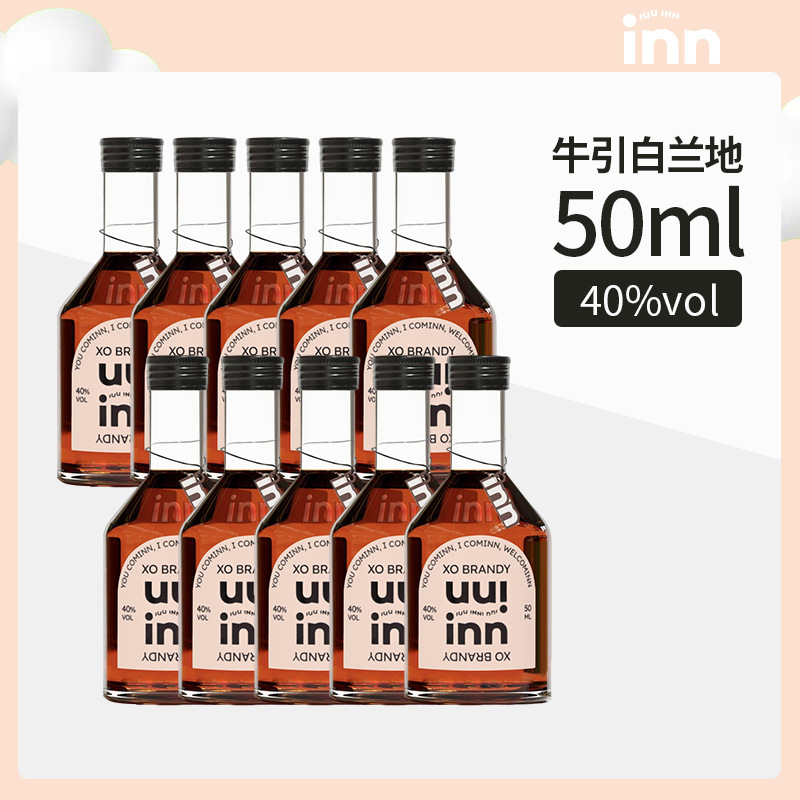 牛引XO白兰地小洋酒50ml*10瓶法国进口洋酒便利店调酒烈酒小酒版
