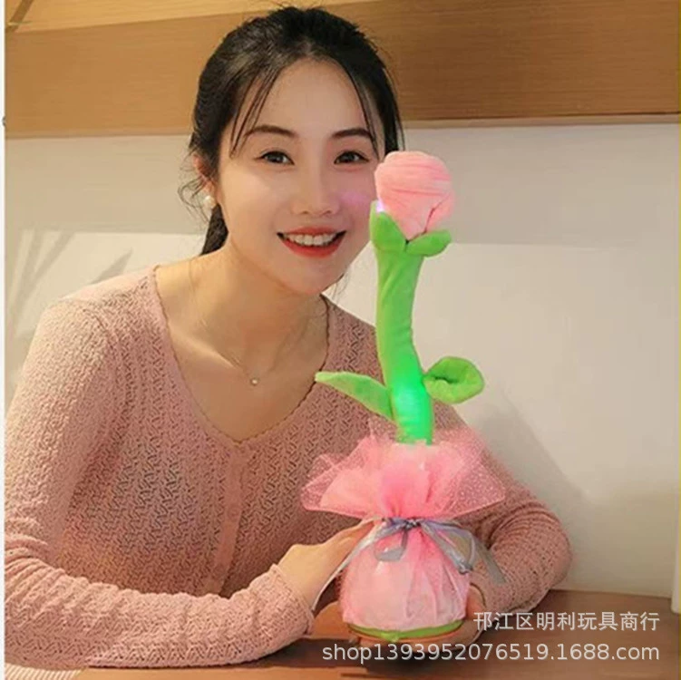 Dancing plush toy, for import, new collection, roses, cactus