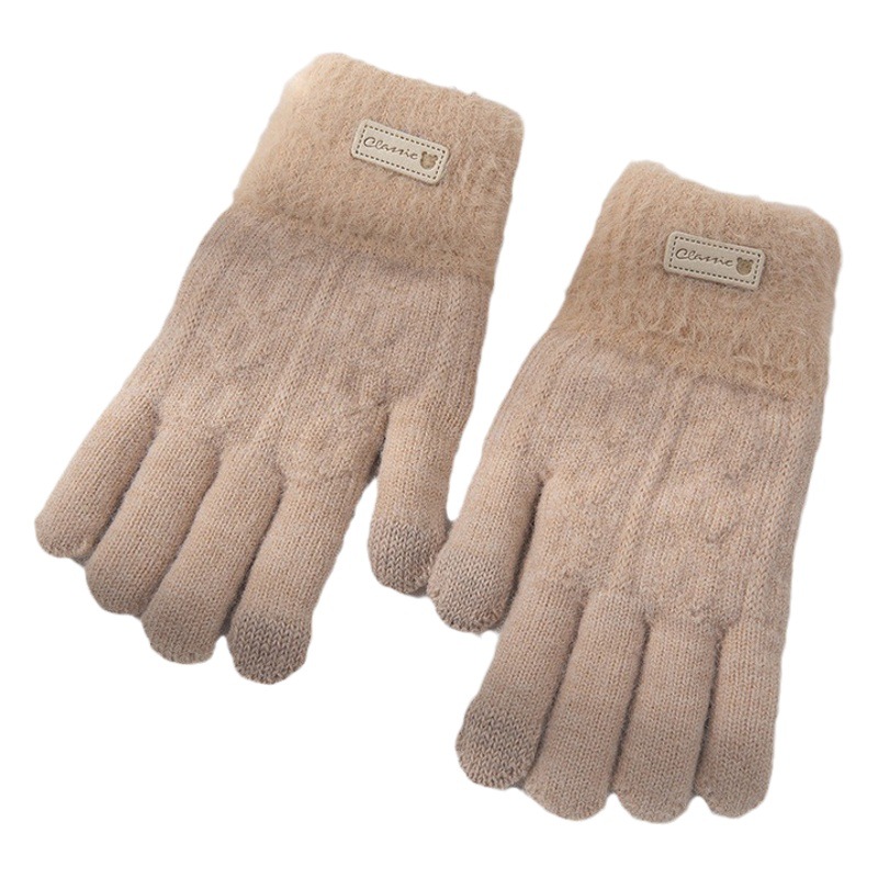 Invierno estilo coreano ins guantes de lana de punto mujeres estudiantes que montan engrosada caliente doble pantalla táctil guantes al por mayor