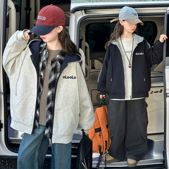 女童卫衣外套2025春秋新款小女孩连帽洋气拉链衫开衫运动外套潮范