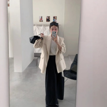 韩版气质百搭双面羊毛大衣短款正肩通勤显瘦小个子毛呢西装外套女