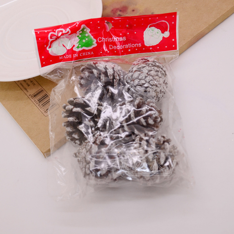 原色松果6pcsクリスマス装飾品ペンダント花輪クリスマスツリーアクセサリーdiy撮影道具4-5cm松果|undefined
