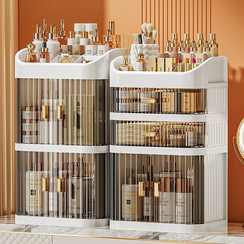 Косметическая коробка для хранения Настольный ящик с выдвижным ящиком высокого уровня легкий и роскошный, пыленепроницаемый туалетный столик для ухода за кожей держатель большой емкости