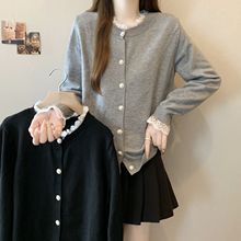 大码女装蕾丝花边长袖T恤女春秋2025新款胖mm宽松显瘦遮肉打底衫