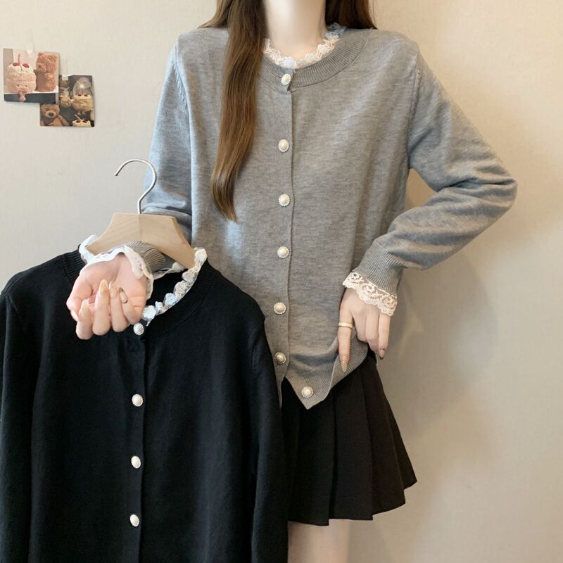 プラスサイズの女性のレース長袖 Tシャツ女性のための春と秋 2025 新しいファット mm ルーズ痩身ボディカバーボトリングシャツ|undefined