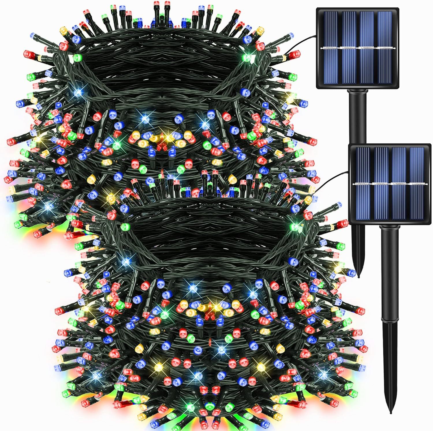 Nuevas cadenas de lámparas solares rojas y verdes decoración de patio de Navidad decorado con estrellas celestes Día de la Independencia de las luces de Halloween