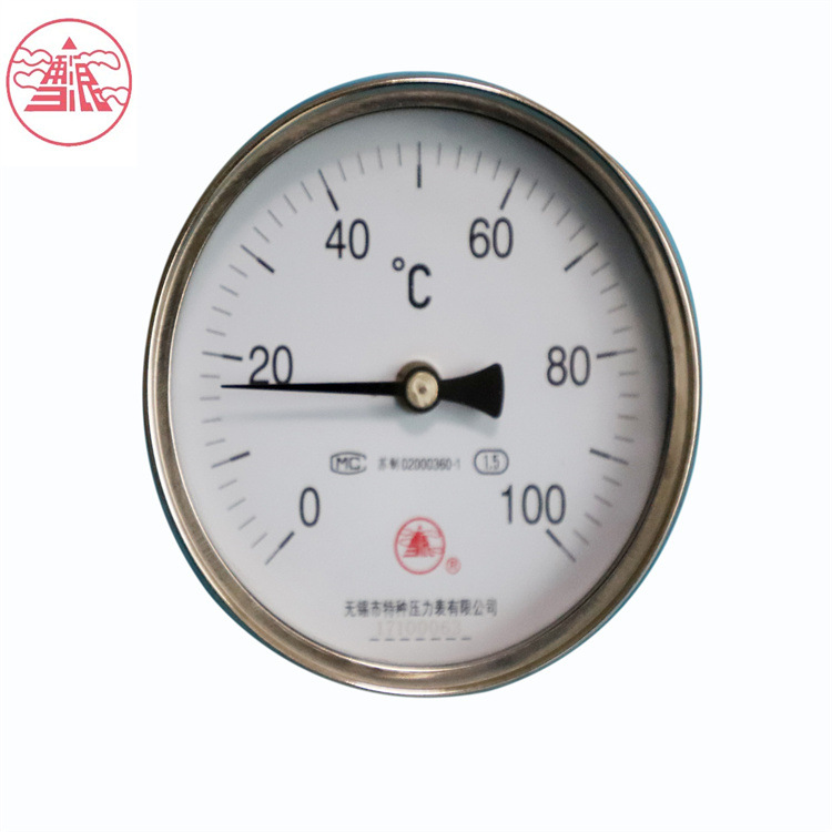 雪浪特种仪表 双金属温度计WSS401轴向安装保护管直径10mm