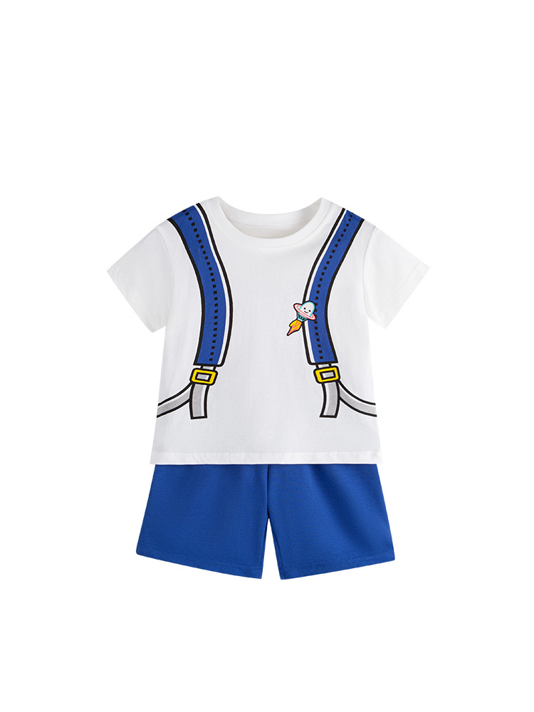 Malwee nuevos pantalones cortos de mangas cortas para niños de dos piezas, juegos de verano para niños europeos y estadounidenses. image 5