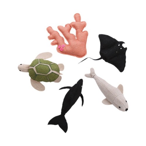 Pet Supplies Canvas Catnip Sound Paper Cat Toys Ocean Animal Series Durable Self-Having Companion Cat Toys
