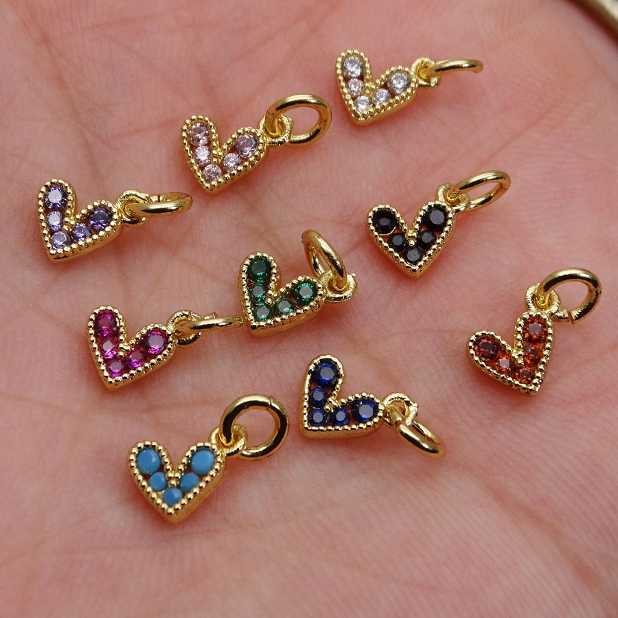2g Weight Pendant Jewelry Making Type 10*10mm, 6*6mm Jewelry Making Size Zircon Inlay Material DIY Jewelry Accessories Classification 1 Piece Quantity Copper Material Heart Shape Pattern Inlay Design Sweet Style 1 Piece 10*10mm 6*6mm Copper Zircon Heart Shape Pendant 3