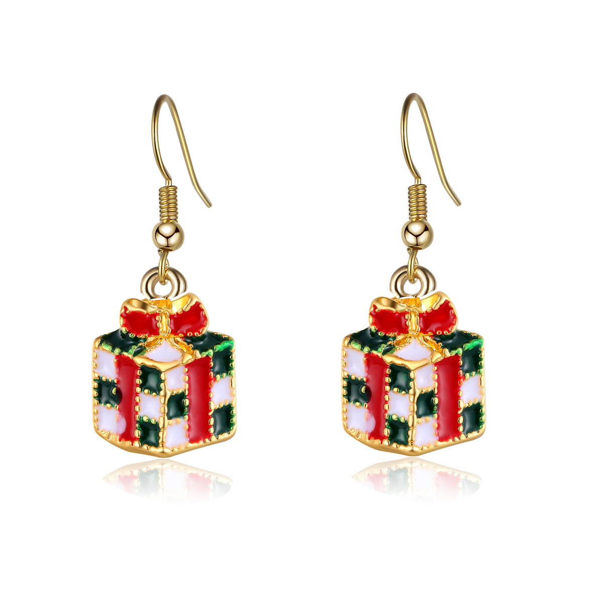 Enamel Design 1 Pair Christmas Cute Christmas Tree Santa Claus Elk Enamel Alloy Ear Hook