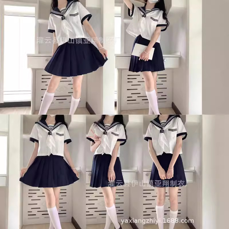 Jk Uniform Original Authentic School Style Set Sailor Suit Long and Short Sleeve Student Basic Style Campus Style Japanese Jk