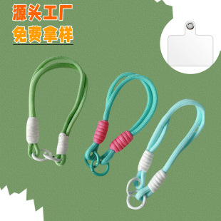Simple Ins Color-matching Braided Rope Short Mobile Phone Lanyard CCD Camera Pendant Portable Pendant Men's and Women's Wristbands Double Buckle