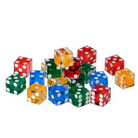 跨境爆款赌场色子A货19MM高档骰子透明直角镜面嵌入点数骰子5粒装