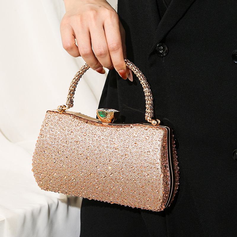 European and American Cross-Border High-End Textured Women's Glittering Luxury Double-Sided Rhinestone Evening Bag, Fashionable and Elegant Clutch Bag