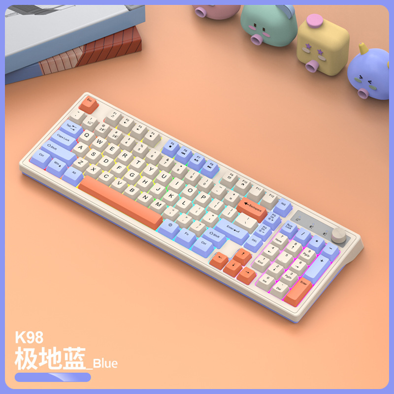 マムシK98無線bluetoothダブルモード機械手触りキーボードファッションカラーオフィス発光ゲームコンピュータキーボード|undefined