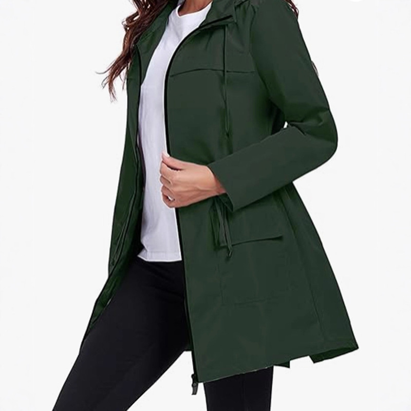 Women's Outdoor Sportswear Jacket Lightweight Hooded (Detachable) Waist Jacket Women's Windbreaker Waterproof