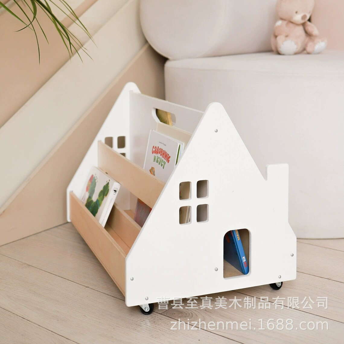 Детская деревянная книжная полка рисующая книжная полка доска пол-книга деревянная рамка с колесом детский сад эркер книжная полка портативная книжная полка