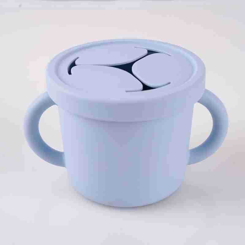 Amazon venta caliente taza para bebé taza de silicona para aprender a beber taza de bocadillos taza de pajita de aislamiento térmico para bebé taza de bocadillos a prueba de escaldaduras para bebé