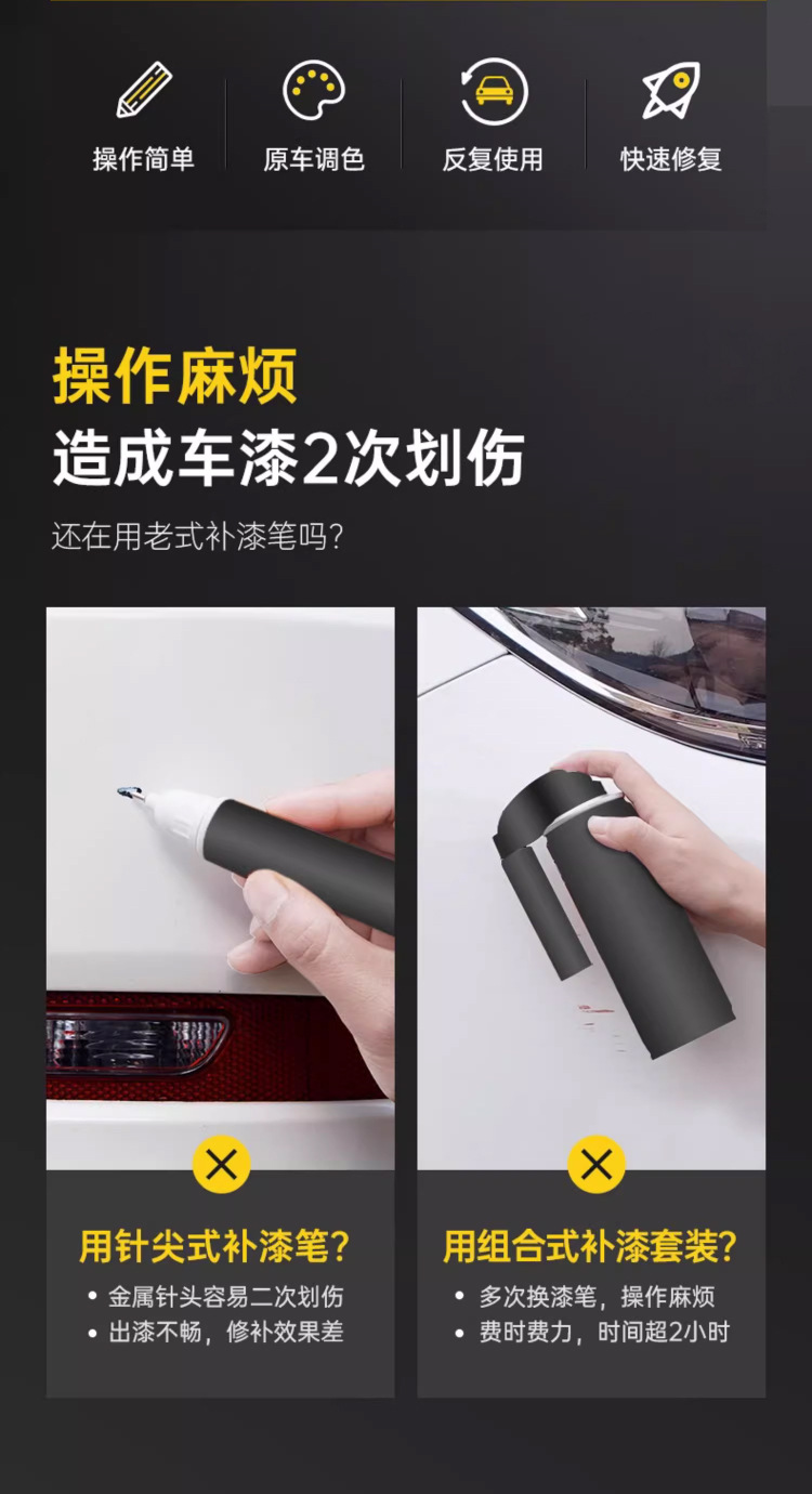 Special Scratch Paint Pen for Car Restoring Black Car White Paint Scratch Remediation Artifact