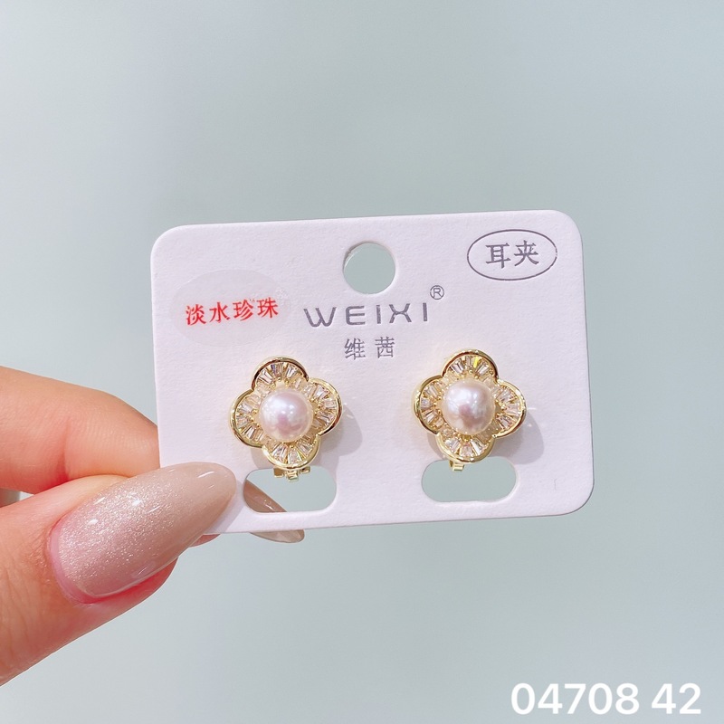 维茜新品精美闪耀锆石珍珠蝴蝶蝴蝶结耳夹女气质优雅免耳洞耳夹耳|undefined