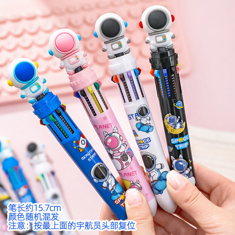 하늘색 우주비행사 10색 볼펜 10개입