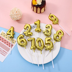 生日數字蠟燭0-9創意金色鯉魚寶寶周歲生日浪漫派對蛋糕烘焙裝飾