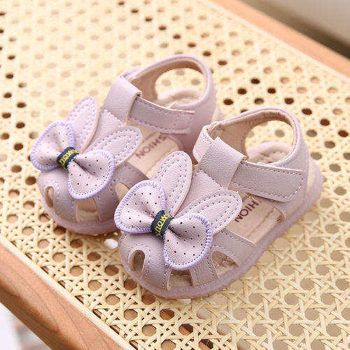 2024 Summer Baby Girl Sandals 0-3 Years Old Baotou Soft Soled Toddler Shoes 6-12 Months Princess Shoes 4 Baby Shoes