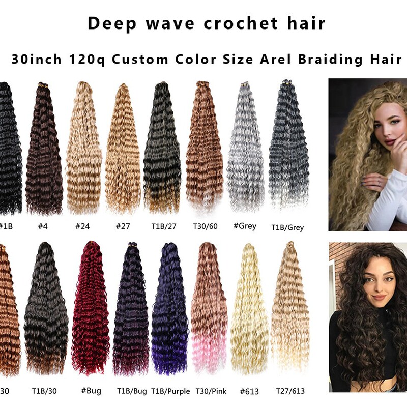 Deep Wave Twist Daqu Chemical Fiber Wig deep30in120g High Temperature Silk Latin American Roll Crochet Hair