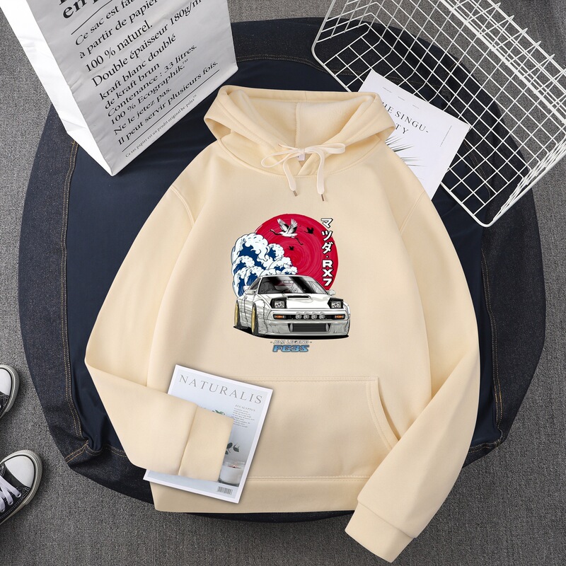 Cross-Border Anime Initial D Car Print Fashion Men's Sweatshirt Jdm Car Trendy Hooded Sweatshirt