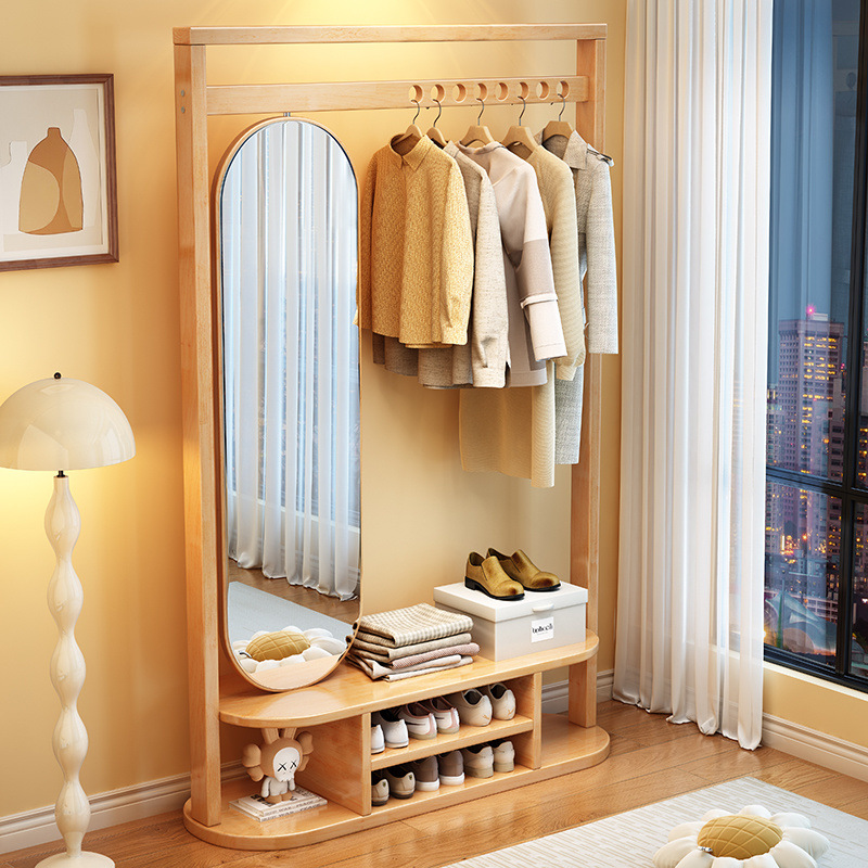 516 # 옷걸이와 전신거울 일체형/원목색상