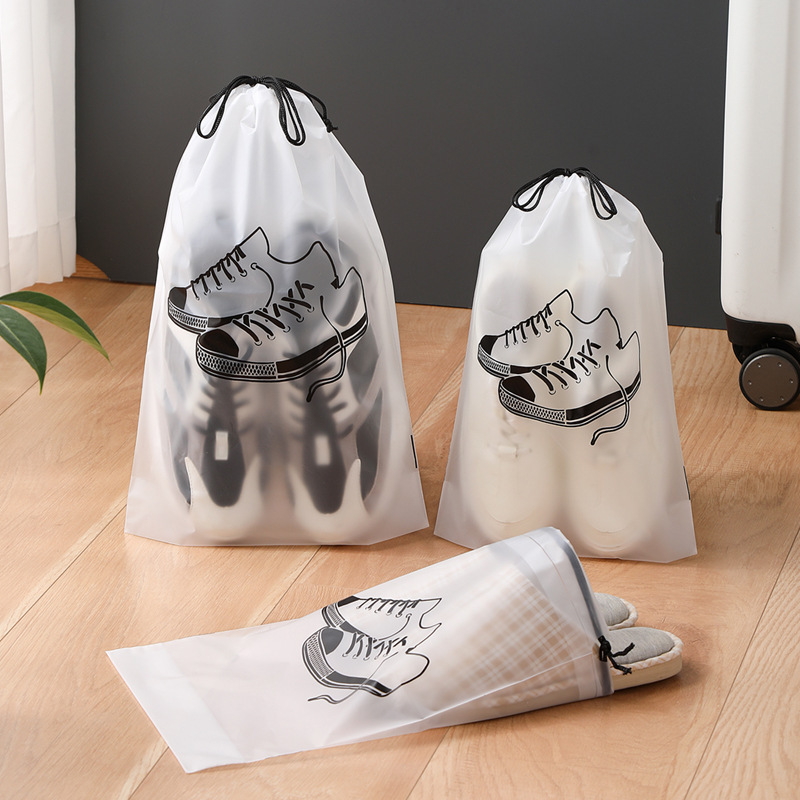 Transparent Drawstring Shoe Storage Bag, Thickened Pe, Foldable, Waterproof Travel Shoe Dustproof Bag, Shoe Bag Wholesale