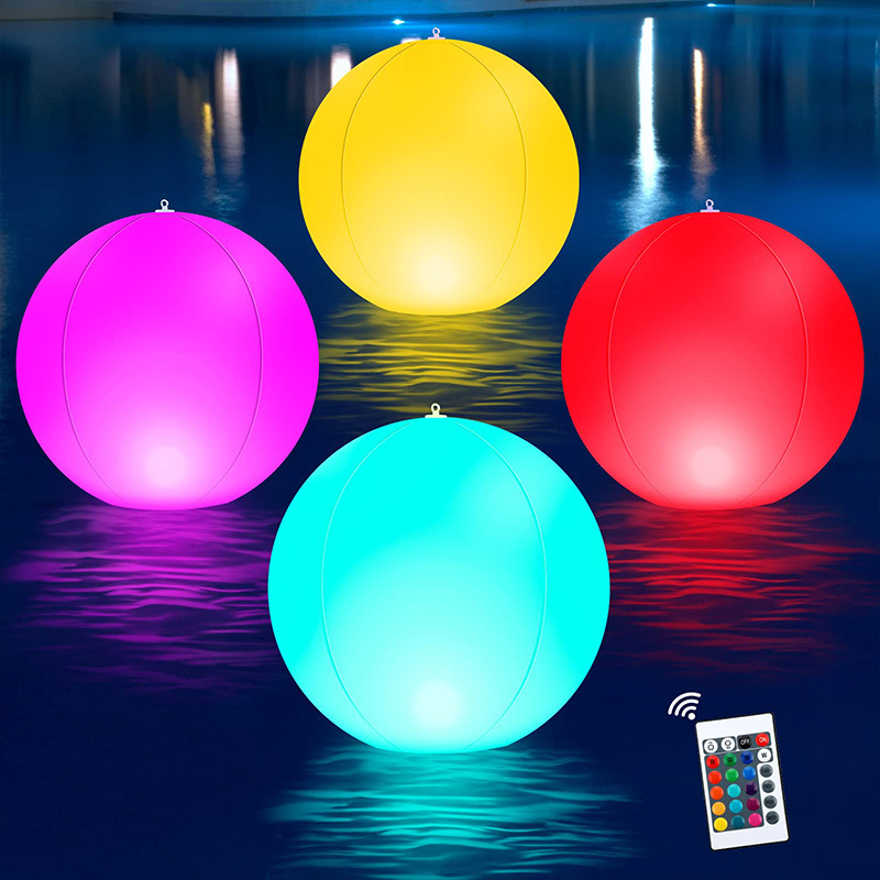 Cross-border new inflatable glowing ball outdoor party interactive beach ball remote LED light 16 colors inflatable glowing ball