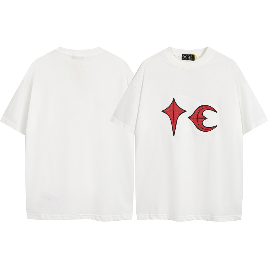 Correcto THUG CLUB Rock T doble capa bordado LOGO verano pareja suelta camiseta de manga corta