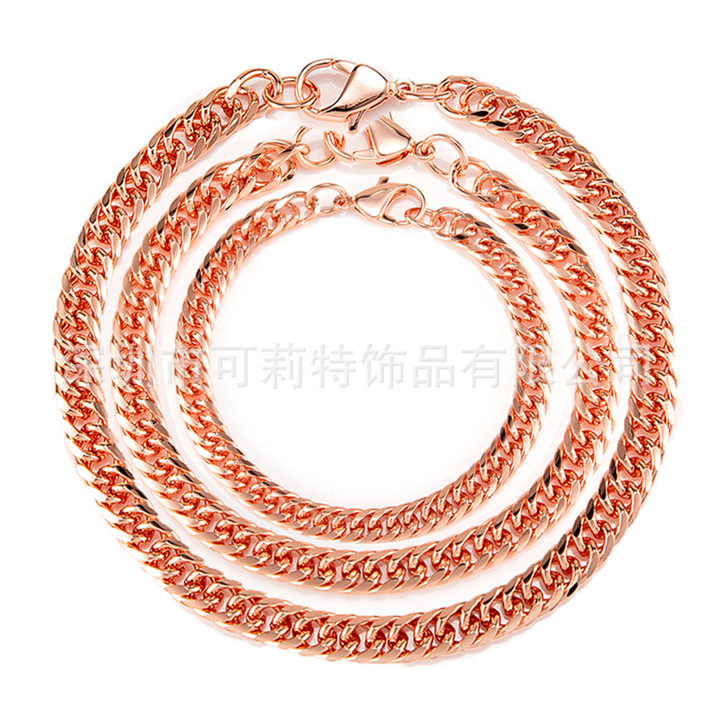 Cross-border Aliexpress Amazon Men's Pure Copper Bracelet Women's Adjustable Cuban Chain Ring Lobster Clasp 6mm Anti-scratch
