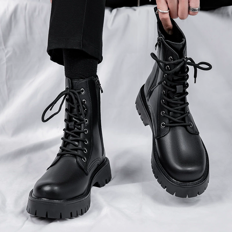 Сапоги Martin мужские осенние и зимние новые восемь отверстий на молнии модели английский стиль длинная трубка дышащая высокая кожаная обувь, мотоциклетные сапоги