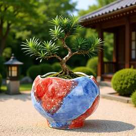 陶瓷花盆绿植花盆兰花盆盆景盆透气吸水新中式阳台园艺厂家批发