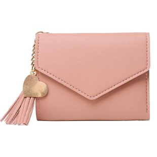 Women's wallet 2021 new short tassel pendant lychee pattern wallet card holder hand-held cute coin purse in stock