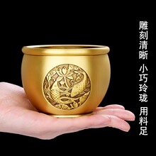 黄铜百福米缸招財聚财聚宝盆黄铜香炉笔筒家居装饰品小号米缸摆件