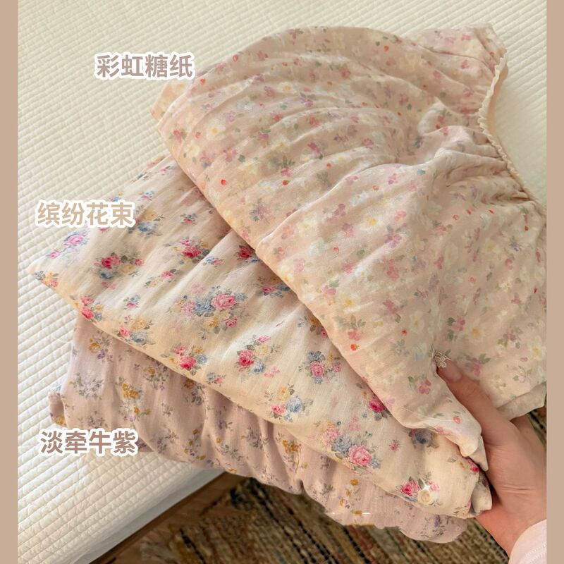 100% Cotton! Pure Cotton Gauze Nightgown for Women, Spring and Autumn, Thin, Loose-Fitting, Long-Sleeved Sleepwear, Home Wear, Mid-Length Dress
