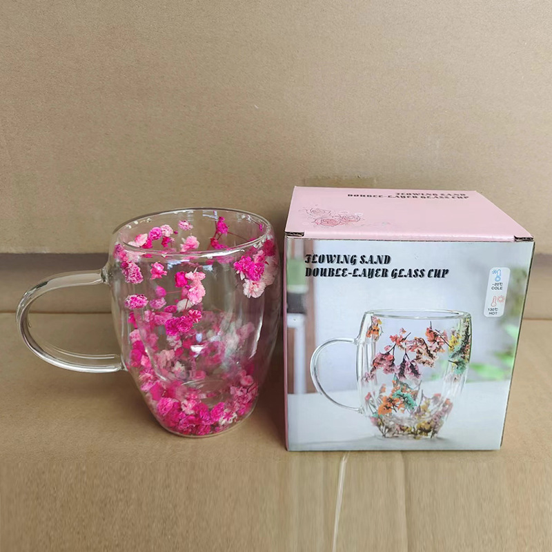 真花高颜値二重グラス高ホウ素シリコンクロスボーダー卸売り品ドライカップコーヒーカップ牛乳ジュースカップ|undefined