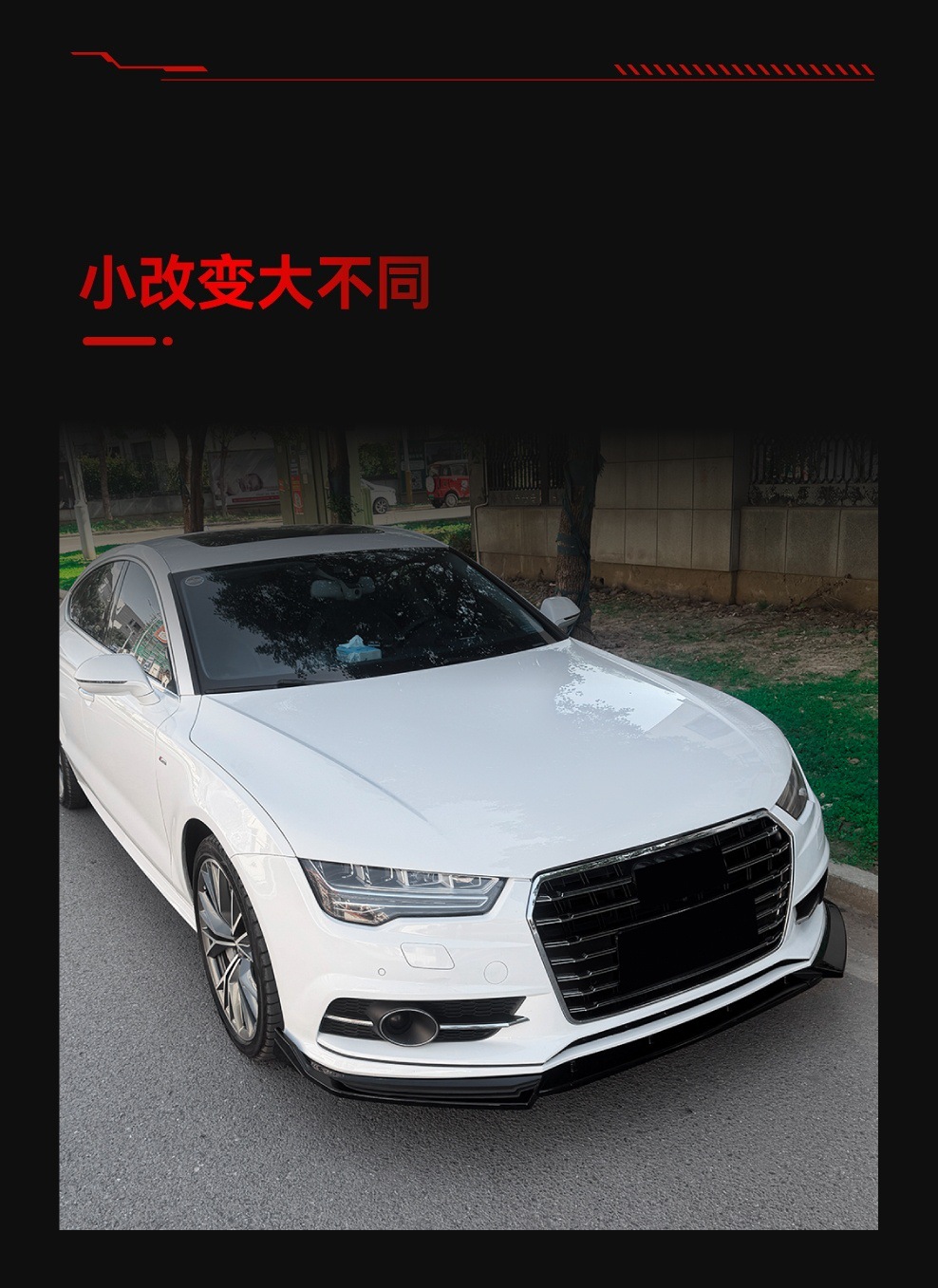 Suitable for 2015-2018 Audi A7 S7 C7 Late Sline Front Lip Front Shovel Diffuser Spoiler Modification Parts