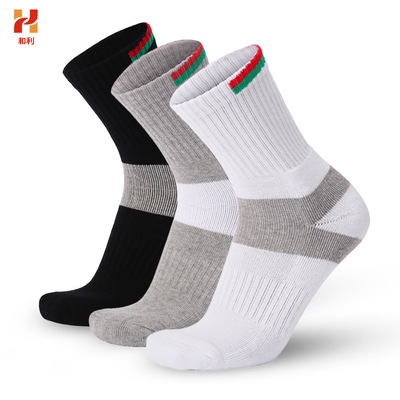 And Lee Spring and summer men and women thickening Sports socks In cylinder badminton Socks Hit color ventilation Sweat towel Cross border