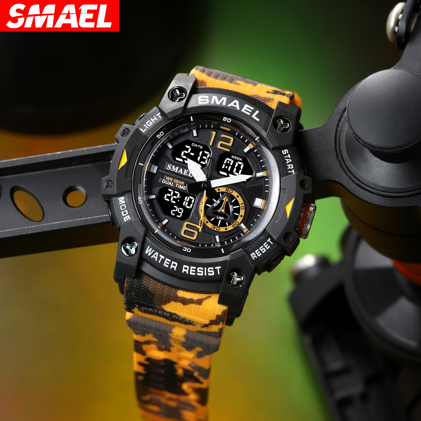 Smael Smar 8007 camuflaje serie reloj electrónico hombres deportes al aire libre impermeable multifuncional reloj electrónico