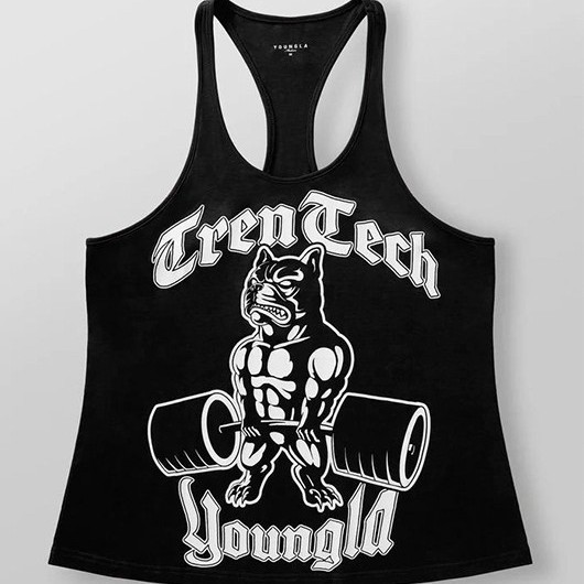 YOUNGLA men's fitness and leisure tank top, sleeveless cotton running vest, loose-fitting American-style top, trendy