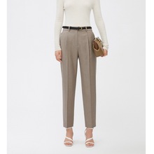 ic 小禾 22早春新款干练通勤经典羊毛花呢九分裤单褶休闲锥型西裤