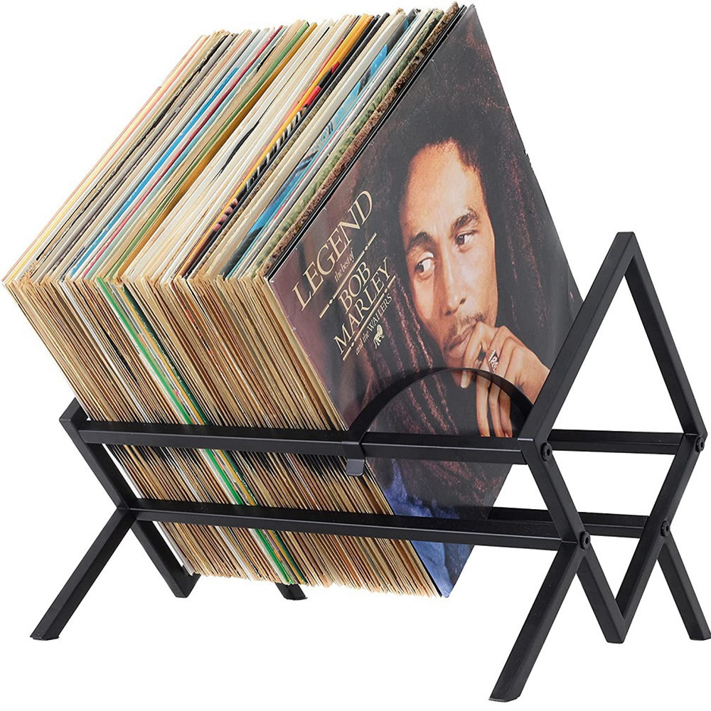 Table originality Small bookshelf small-scale Office desktop Storage Vinyl Record Magazine rack Iron art Table bookshelf