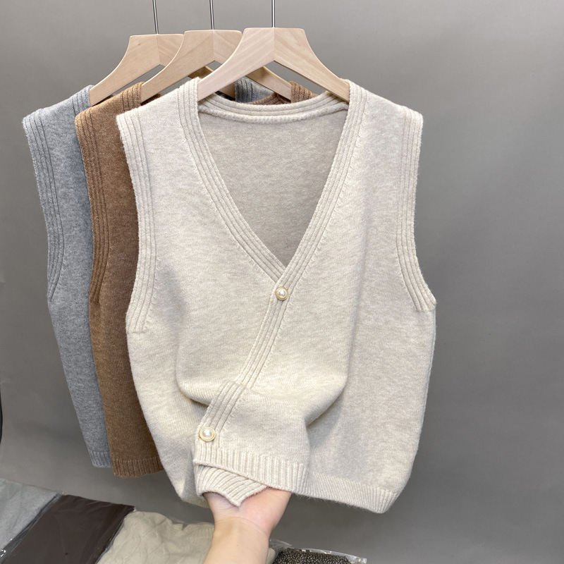 24 invierno Puyuan chaleco de punto chaleco de vestir de otoño para mujeres con un suéter sin mangas en V image 8